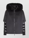 Moorer Hooded Jackets With Fur Trim And Quilted Sleeves In Gray