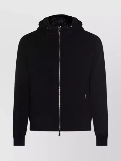 MOORER HOODED JACKETS WITH RIBBED CUFFS AND HEM