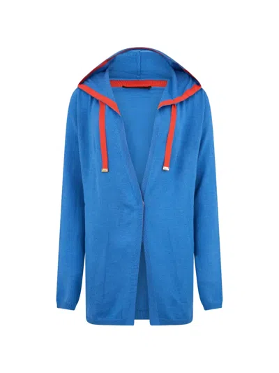 Moorer Hooded Knit Sweater In Blue
