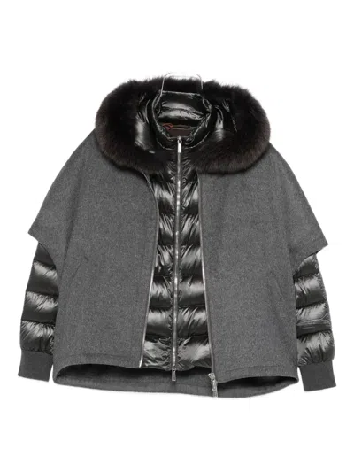 Moorer Hooded Layered Jacket In Black