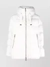 Moorer Hooded Padded Coat With Side Zip Pockets In White
