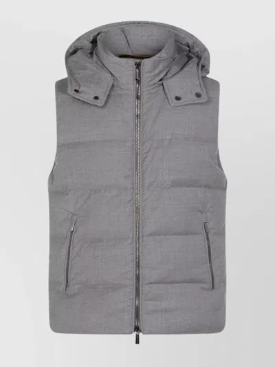 Moorer Hooded Padded Down Jackets With Side Zipper Pockets In Gray