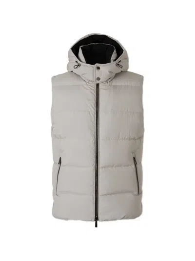 Moorer Hooded Padded Gilet In Gray