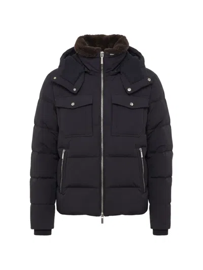 Moorer Hooded Padded Jacket In Blue