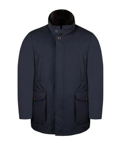 Moorer Hooded Padded Jacket In Dark Blue