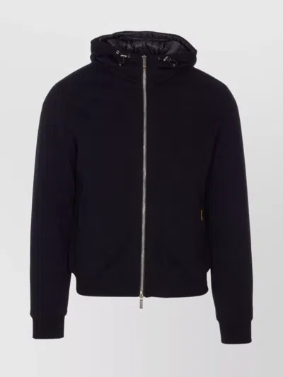 Moorer Hooded Padded Jacket Zip Pockets In Black