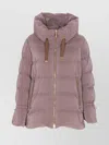 Moorer Hooded Padded Jacket Zip Pockets In Pink