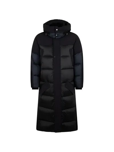 Moorer Hooded Panelled Coat In Black