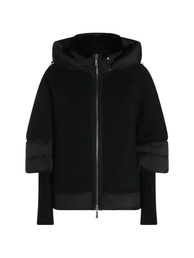 Moorer Hooded Panelled Jacket In Black