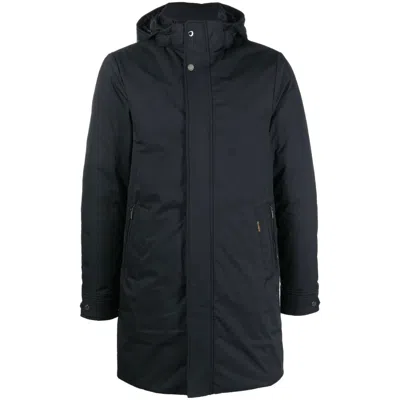 Moorer Hooded Parka Coat In Blue