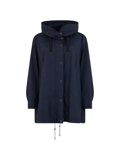 Moorer Hooded Parka Coat In Blue