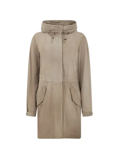 Moorer Hooded Parka Coat In Neutral