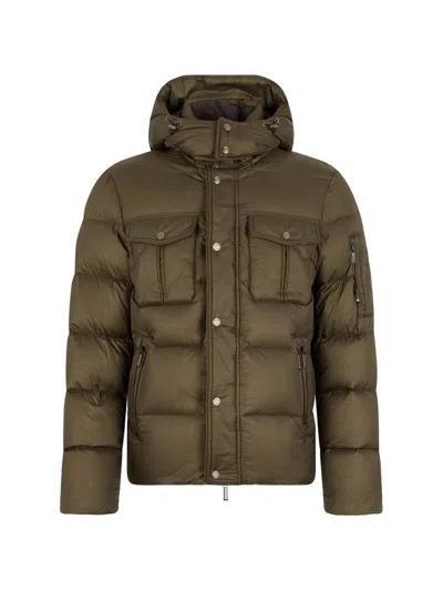 Moorer Hooded Pocket Padded Jacket In Green