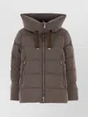 Moorer Hooded Puffer Jacket With Side Zip Pockets In Brown