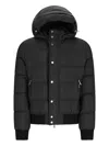 Moorer Hooded Quilted Bomber Jacket In Black