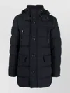 Moorer Hooded Quilted Coat Front And Zip Pockets In Multi