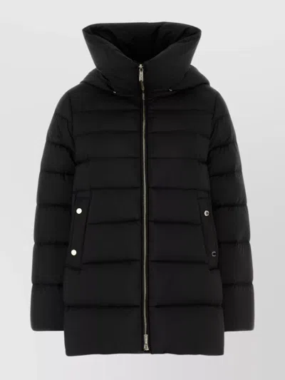 MOORER HOODED QUILTED DOWN JACKET WITH SNAP BUTTON POCKETS