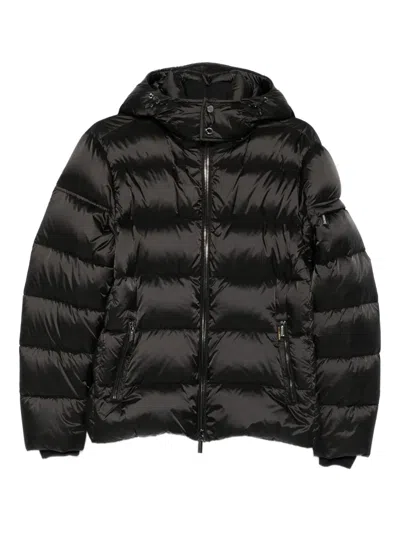 Moorer Hooded Quilted Jacket In Black