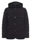Moorer Long-sleeved Hooded Cotton Jacket In Black