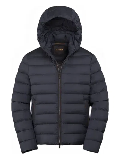 Moorer Hooded-quilted Jacket In Blue