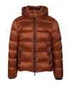 Moorer Hooded Quilted Jacket In Brown