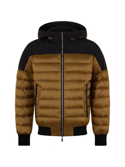 Moorer Hooded Quilted Jacket In Brown