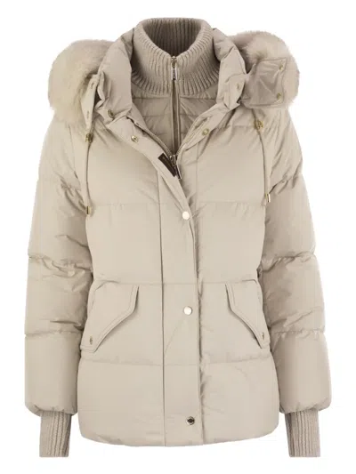 Moorer Moo Rer Attica Stp Short Down Jacket With Hood And Fur In White