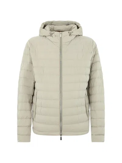 Moorer Hooded Quilted Jacket In Neutral