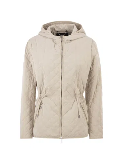 Moorer Quilted Hooded Jacket With Adjustable Waist In Metallic