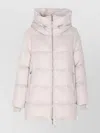 Moorer Hooded Quilted Jacket Zip Pockets In White