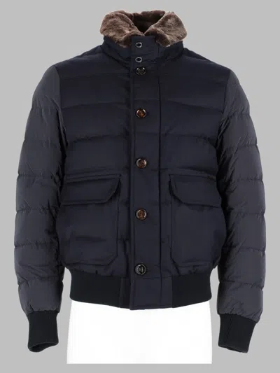 Moorer Hooded Quilted Puffer Jacket In Blue