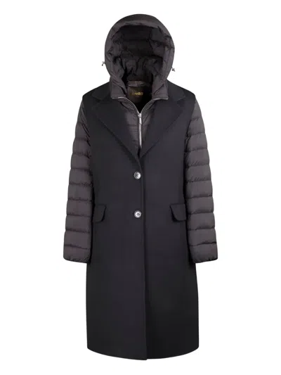 Moorer Hooded Quilted Sleeve Coat Set In Black