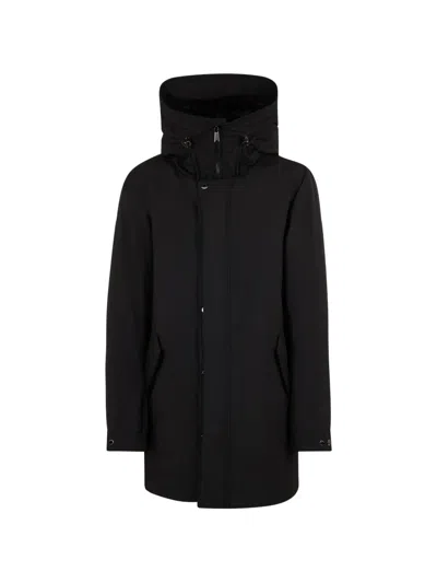 Moorer Hooded Raincoat In Black