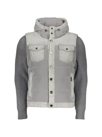 Moorer Hooded Removable-sleeve Jacket In Gray