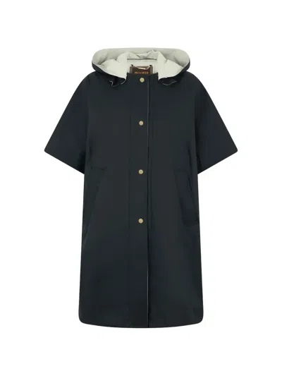 Moorer Hooded Short-sleeve Coat In Black