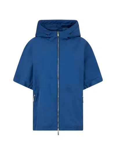 Moorer Hooded Short-sleeve Jacket In Blue
