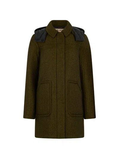 Moorer Hooded Single-breasted Coat In Green