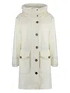 Moorer Megeve Single-breasted Coat In Fabric In White