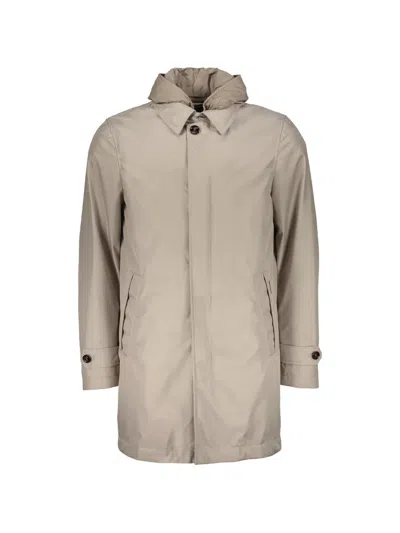 Moorer Hooded Single-breasted Overcoat In Neutral