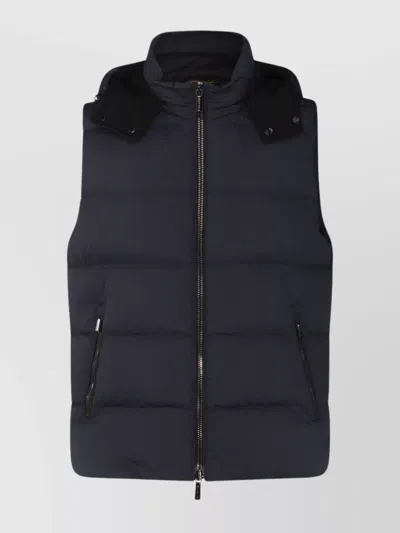 Moorer Hooded Sleeveless Padded Side Pockets Jackets In Azul