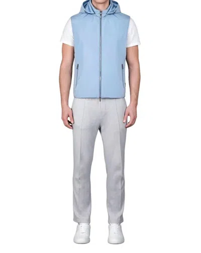 Moorer Hooded Sleeveless Vest In Blue