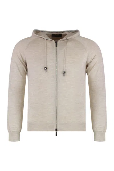 Moorer Hooded Sweatshirt With Zipper In Neutral