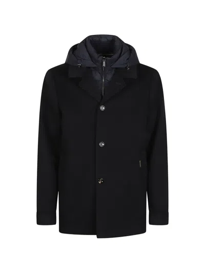 Moorer Hooded Wool Single-breasted Coat In Black