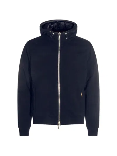 Moorer Hooded Wool-blend Jacket In Blue