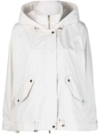 Moorer Hooded Z Ip-up Coat In Weiss