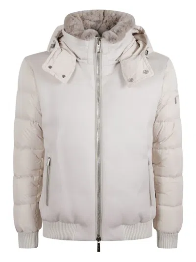 Moorer Hooded Zip Coat In White