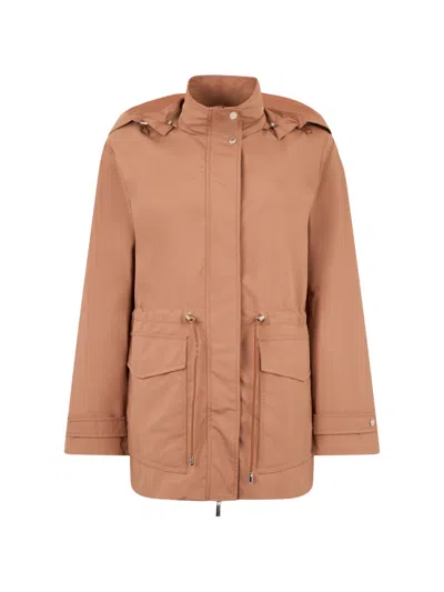 Moorer Hooded Zip Jacket In Brown