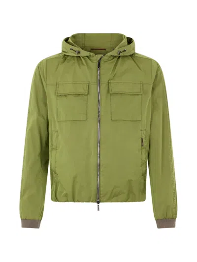 Moorer Hooded Zip Jacket In Green