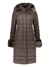 Moorer Hooded Zip-up Coat In Brown