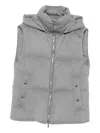 Moorer Hooded Zip-up Gilet In Gray